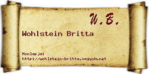 Wohlstein Britta névjegykártya
